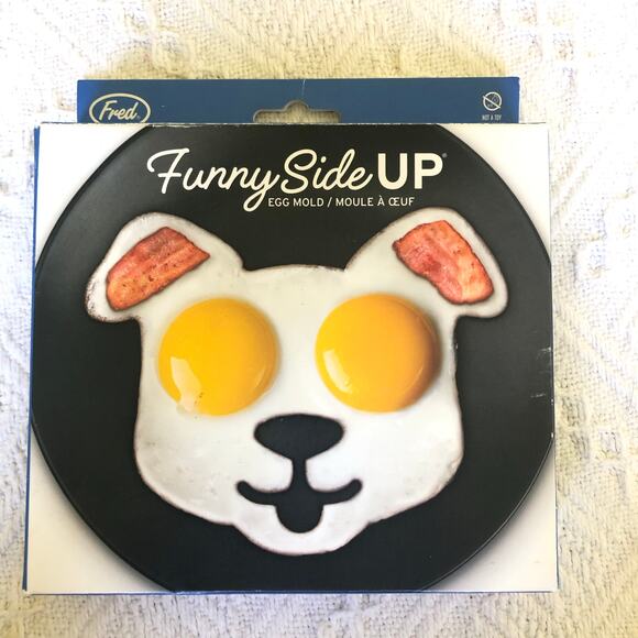 Fred Funny Side Up Dog Silicone Egg Mold Tan Breakfast Novelty Stocking Stuffer - Picture 1 of 8